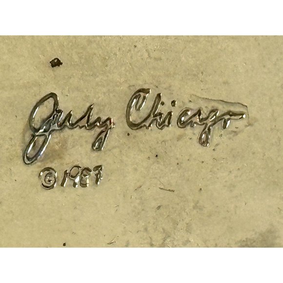 Judy Chicago 1987 triangle Holocaust Project brooch pin signed black white ename - Picture 9 of 16